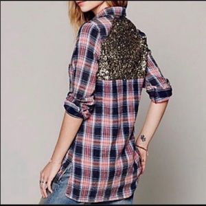 Free People sequin flannel